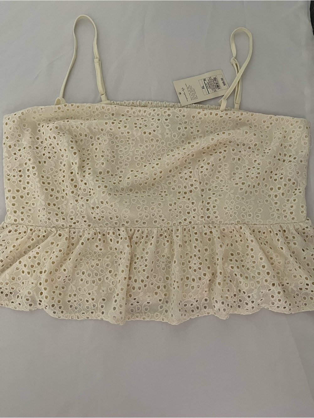 A new day XL Eyelet Ruffle Cami Top - Cream NWT